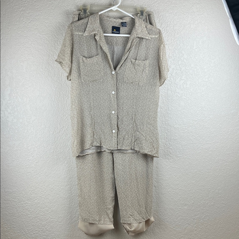 Floral Button-Up Shirt/Blouse and Pants Set Comfy Grandma